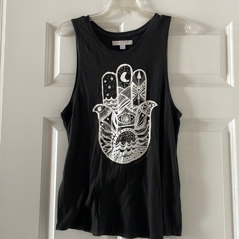 SPIRITUAL GANGSTER FLOWY SOFT MUSCLE GRAPHIC TANK..HAMSA DESIGN